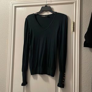 Dark green Ralph Lauren long sleeve shirt with cuffs in gold buttons S/P